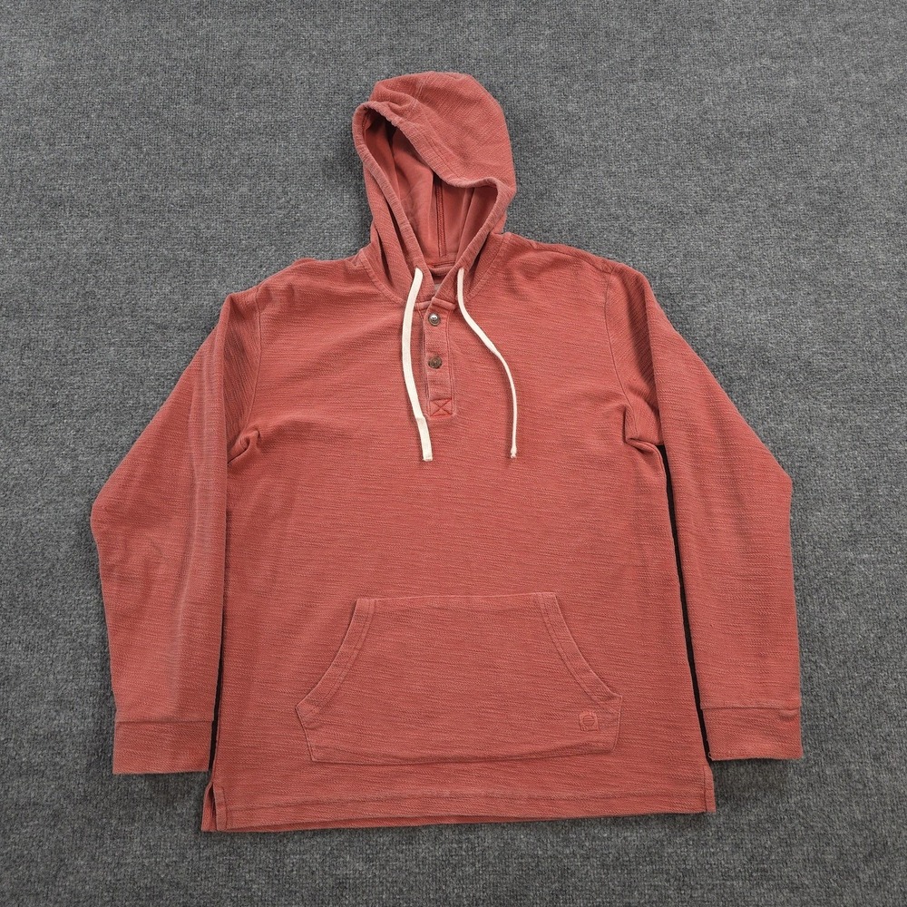 Marine Layer Hoodie Mens S Red Portola Beach Henley Pullover Pocket Casual Surf